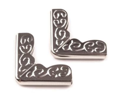 Kovový růžek 16x16 ornament platina