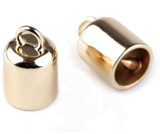 Koncovky na šnůrky kovové s očkem 8 mm