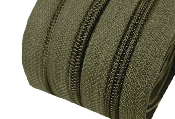 Metrážový zip spirálový 5mm olivově zelený 327