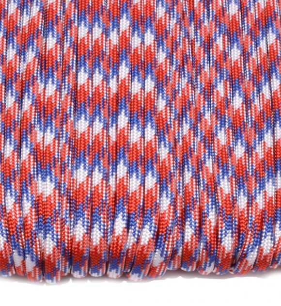 Šňůra paracord modro-červeno-bílá X140