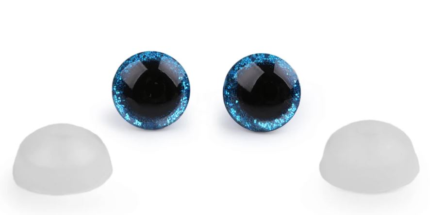 3D oči 12 mm glitrové modré tmavší
