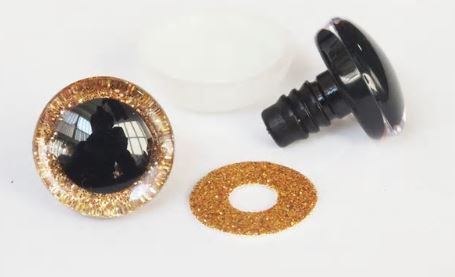 3D oči 12 mm glitrové zlaté
