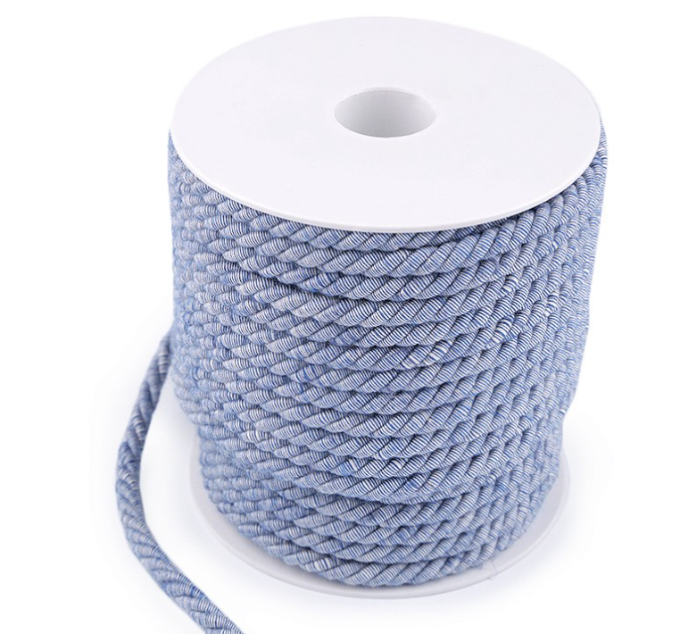 Šňůra kroucená 6mm dvoubarevná modrá 