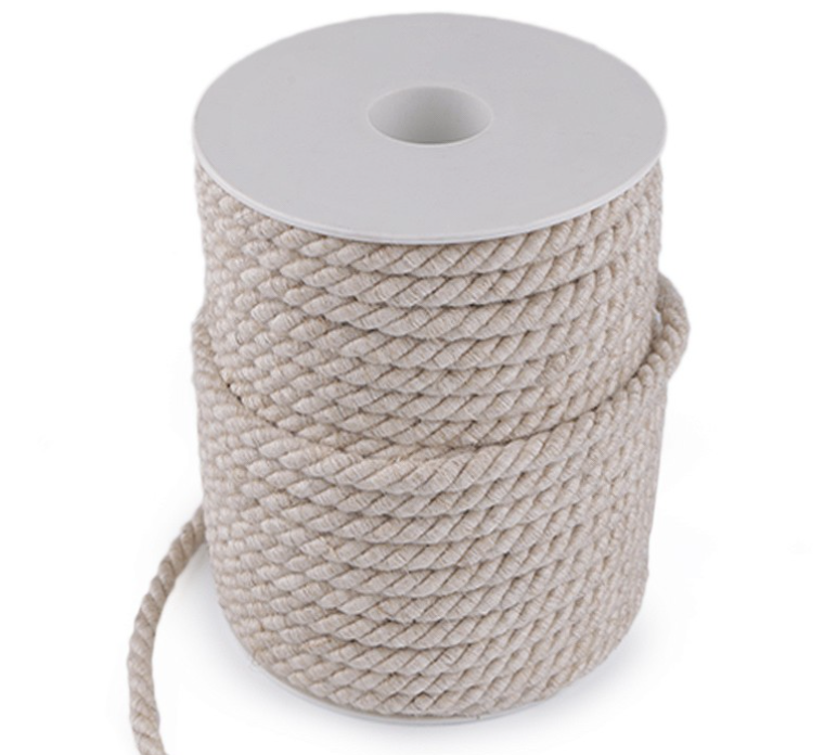 Šňůra kroucená 6mm dvoubarevná režná