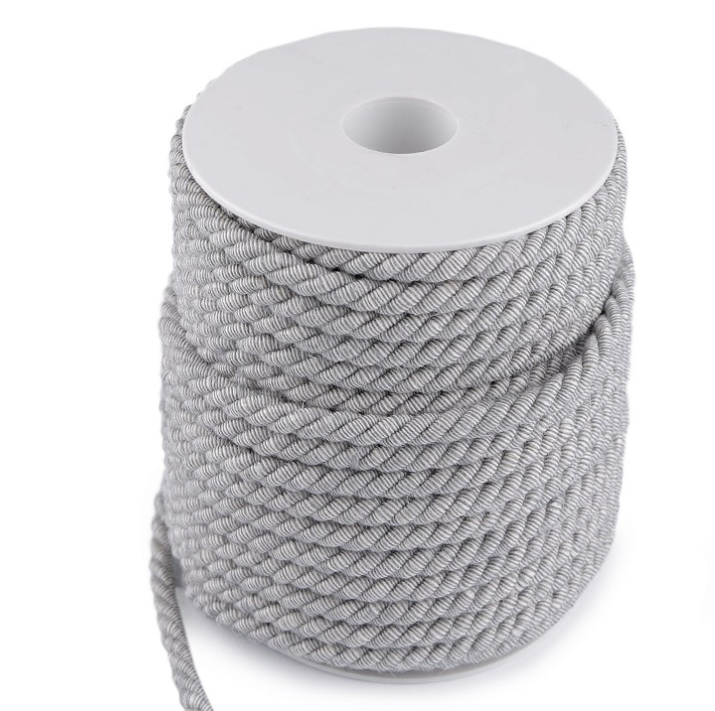 Šňůra kroucená 6mm dvoubarevná šedá