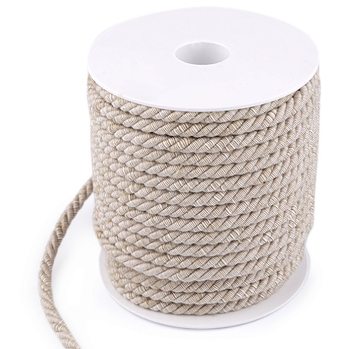 Šňůra kroucená 6mm dvoubarevná béžová