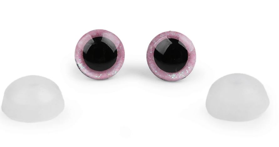 3D oči 12 mm glitrové růžové