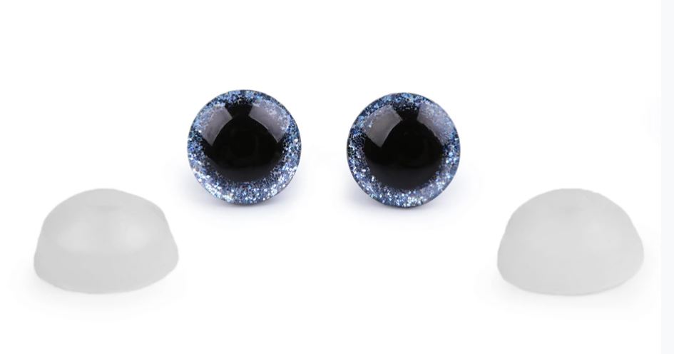 3D oči 12 mm glitrové modré světlé