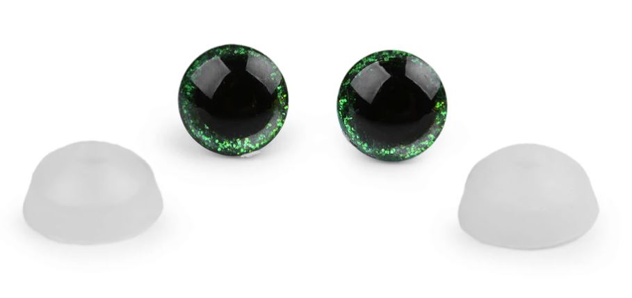 3D oči 12 mm glitrové zelené