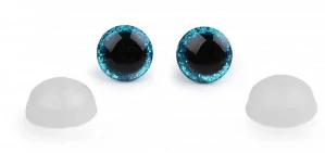 3D oči 12 mm glitrové tyrkysové