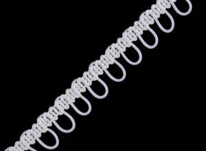Prýmek s pružným očkem na knoflíky 15mm bílý