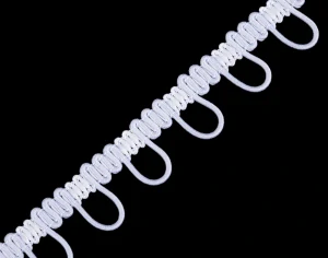 Prýmek s pružným očkem na knoflíky 15mm bílý