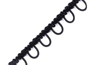 Prýmek s pružným očkem na knoflíky 15mm černý