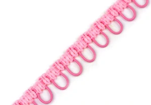 Prýmek s pružným očkem na knoflíky 15mm růžový