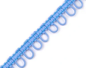 Prýmek s pružným očkem na knoflíky 15mm modrý
